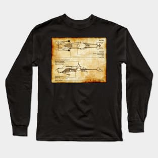 Speedy Hoverbike Parchment Blueprint Long Sleeve T-Shirt